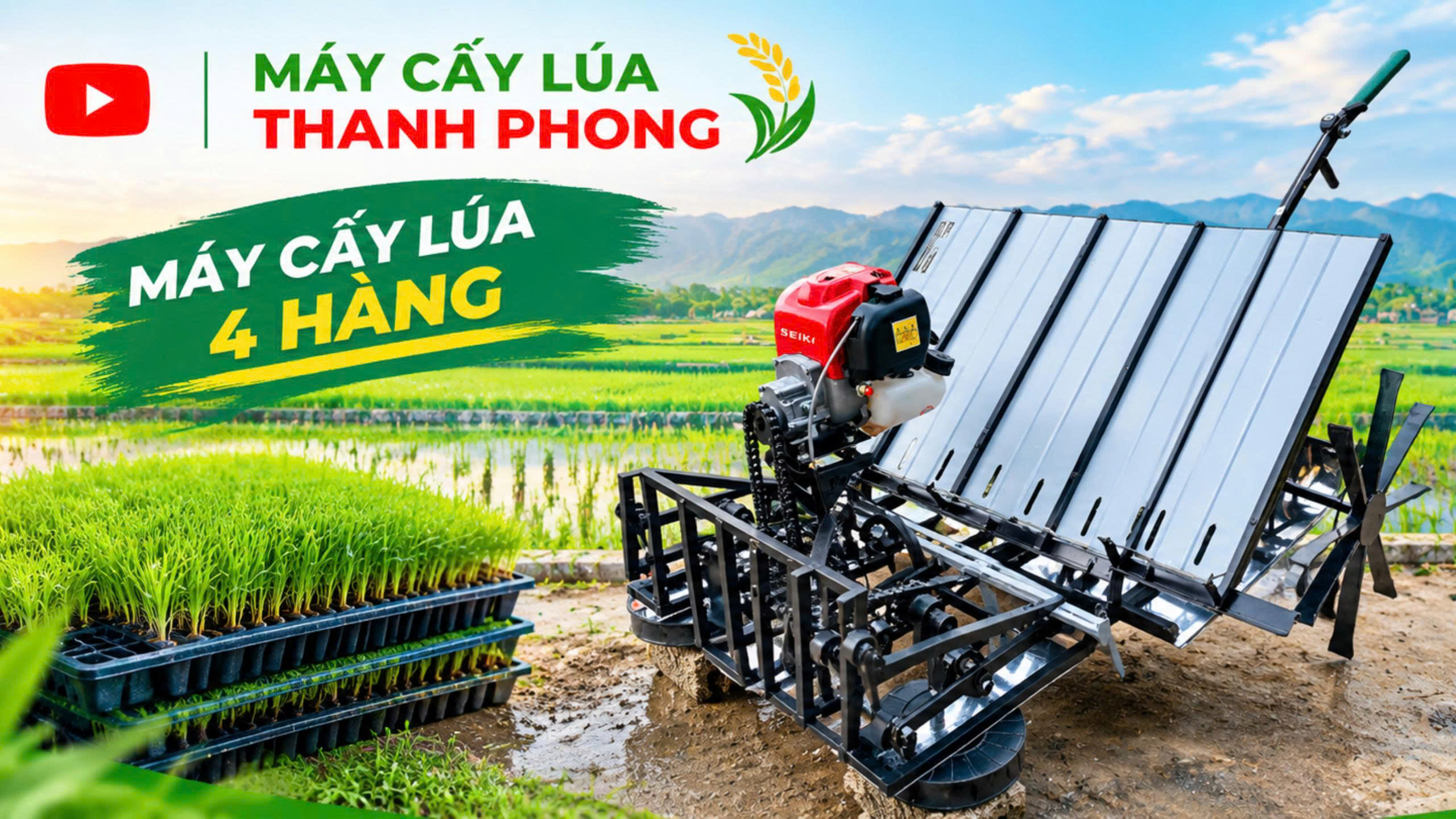 Máy cấy động cơ xăng 4 hàng 20cm